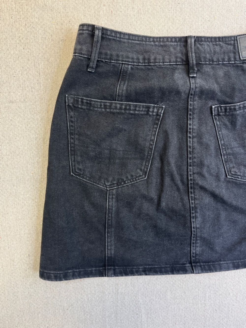 American Eagle Black Denim Button Front Mini Skirt High Rise Size 2 - Picture 11 of 11